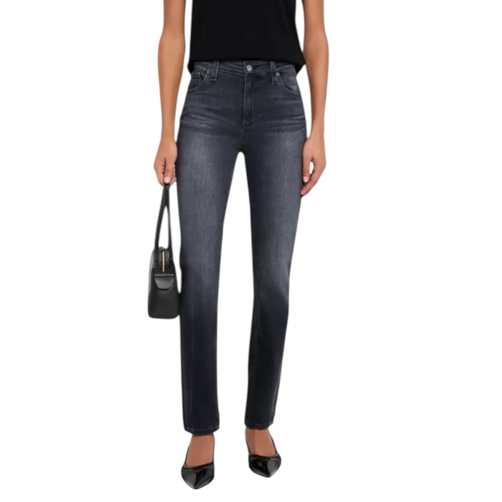 AG Mari High-Rise Slim Straight Jeans 26 Distortion Black Y2K Grunge 90s Denim - Picture 1 of 10